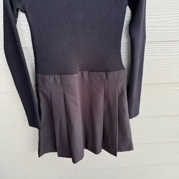 Derek Lam Black Filomena Knit Pleat Mini Dress - Picture 7 of 7